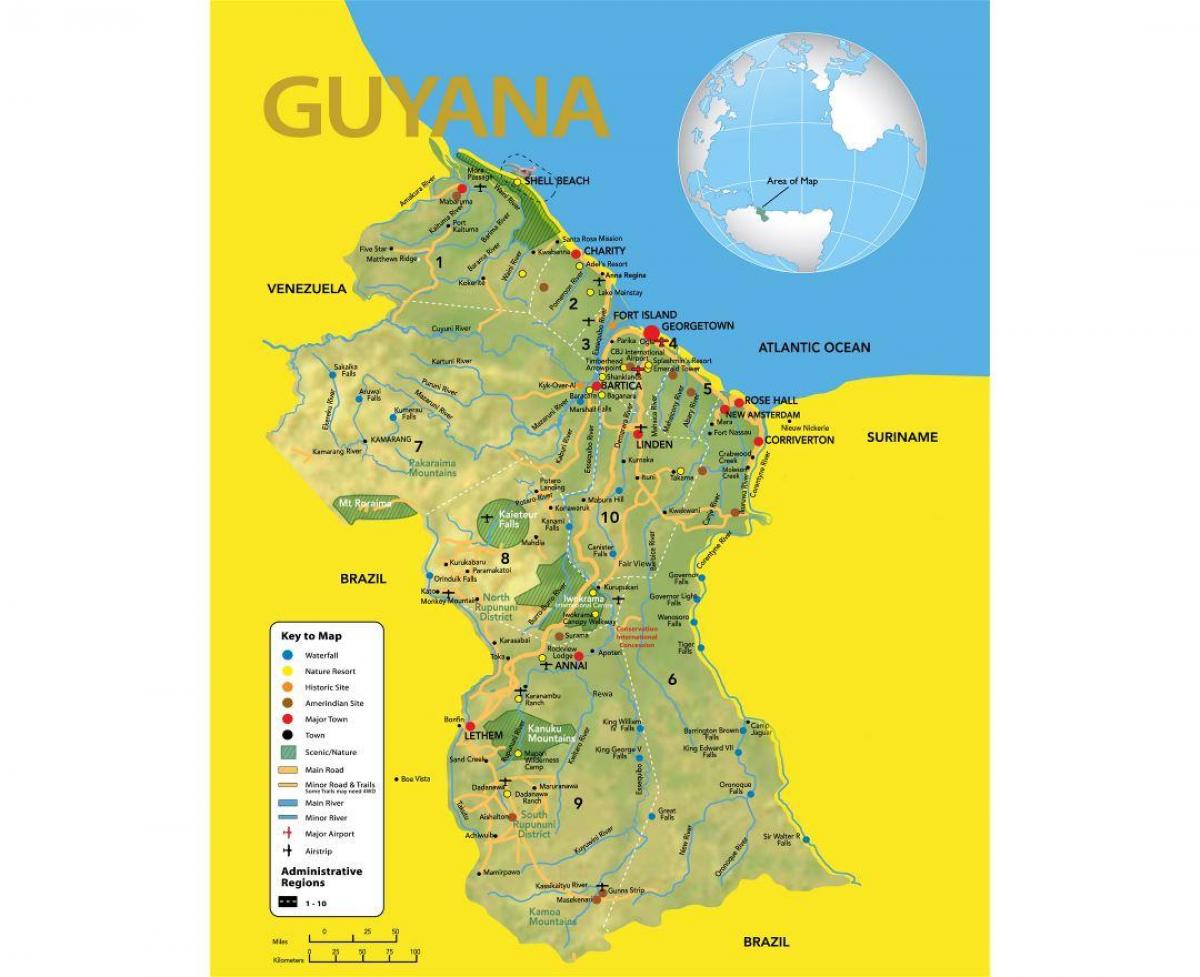 χάρτης της Γουιάνας, θέση στον χάρτη