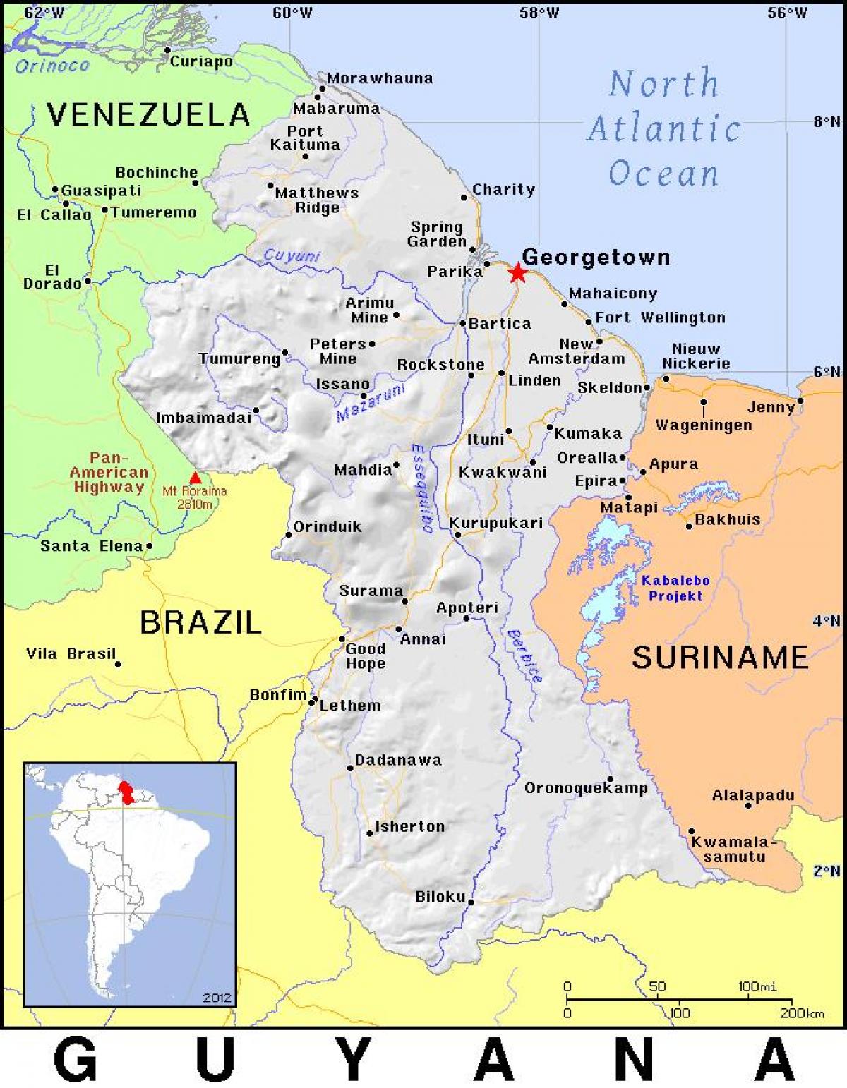 χάρτης της Γουιάνας χώρα
