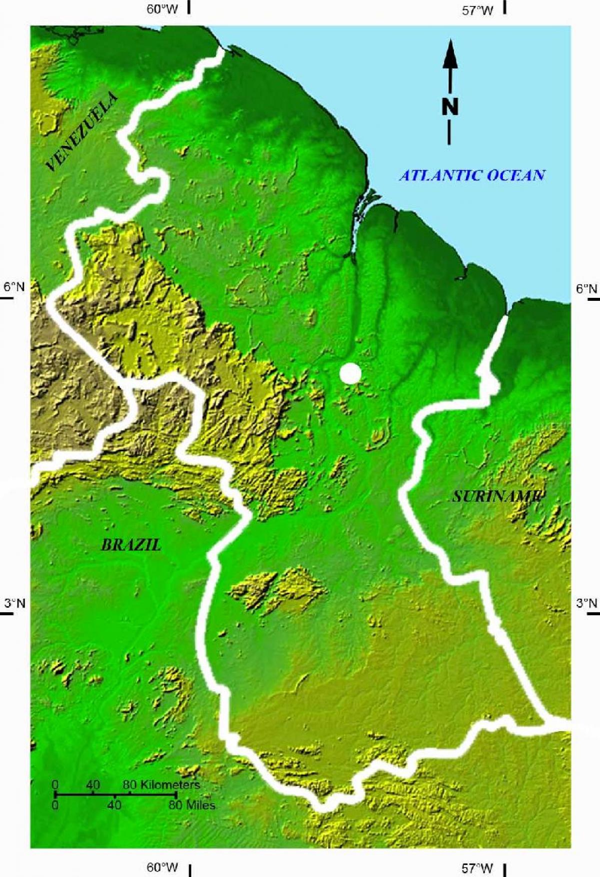 χάρτης δορυφορικός χάρτης της Γουιάνας