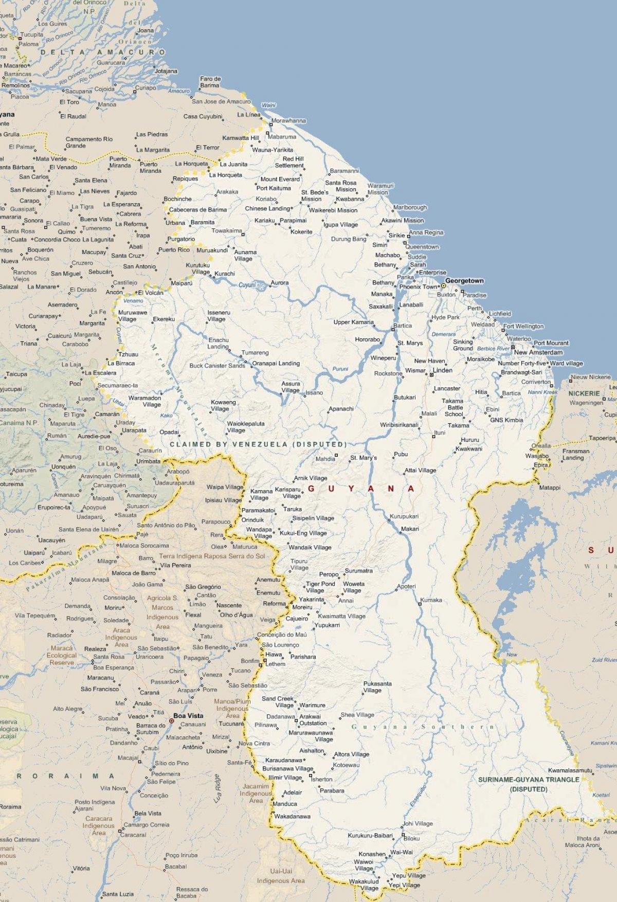 εμφάνιση χάρτη λεπτομερή χάρτη της Γουιάνας